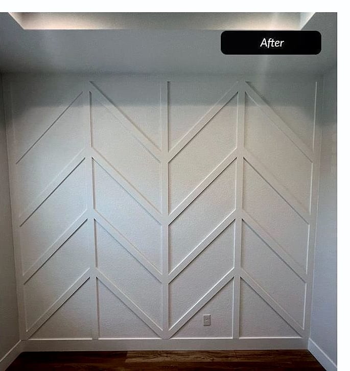After: chevron wall paneling