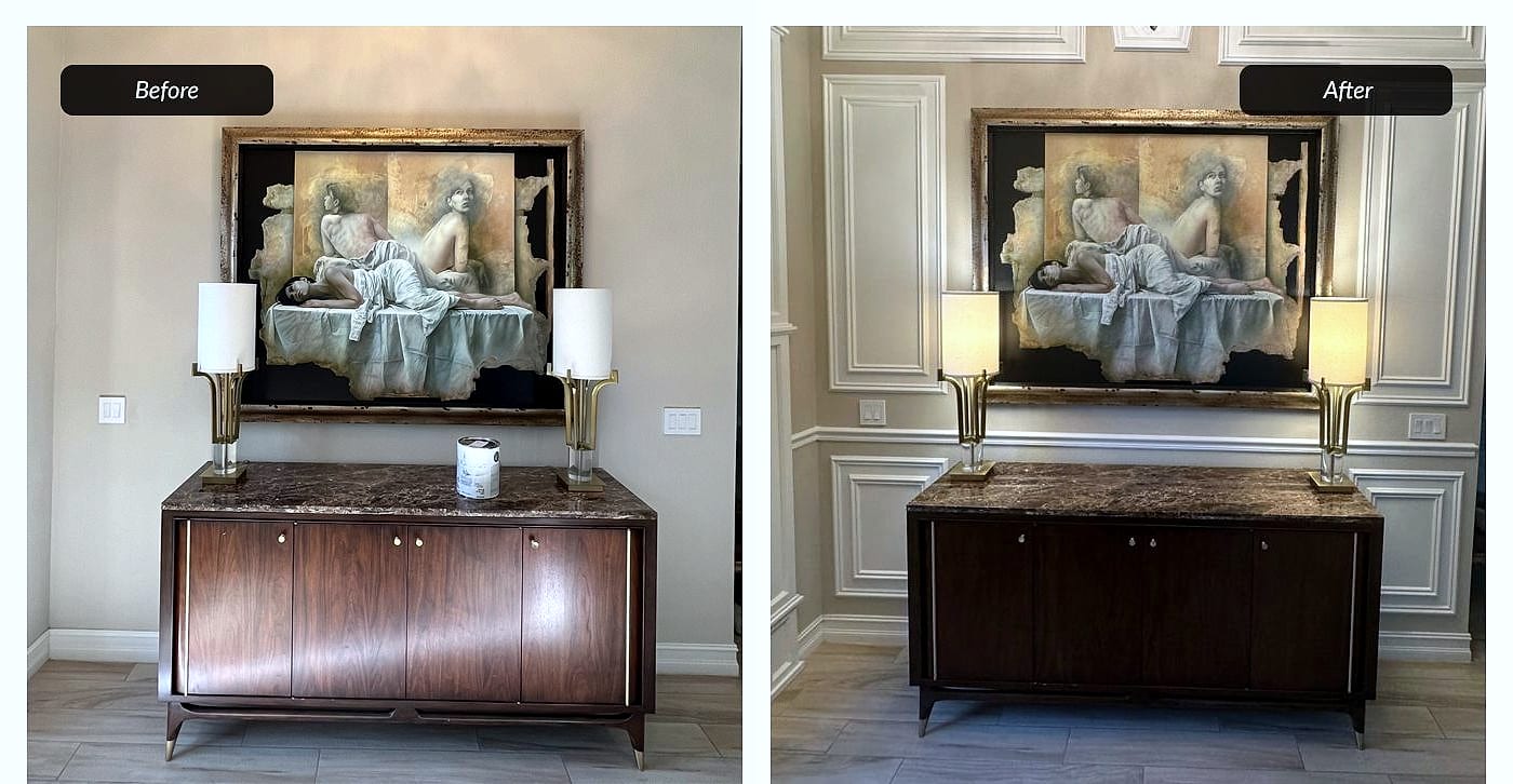 Before and after: wall paneling and molding