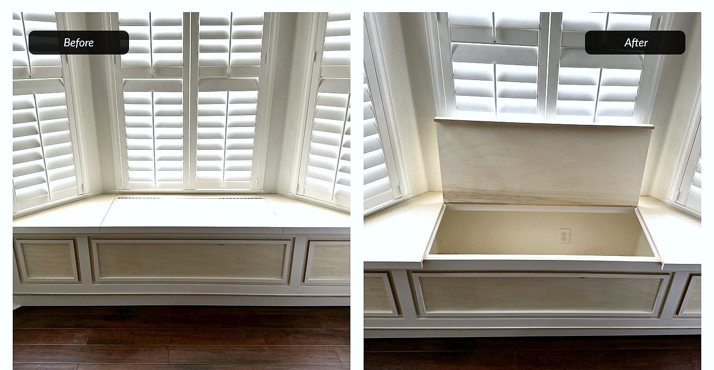 Before and after: window seat with storage