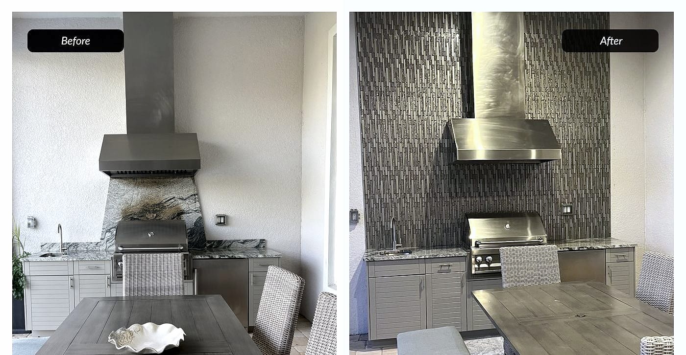 Before and after: outdoor kitchen surround